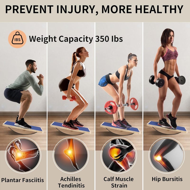 Juoe Balance Board Wobble Board for Adults and Kids - Anti-Slip 350LBS Balance Board for Physical Therapy,Balance Training,Posture Correction,Standing Desk Core Strength Wooden Balance Rocker Board - Image 4